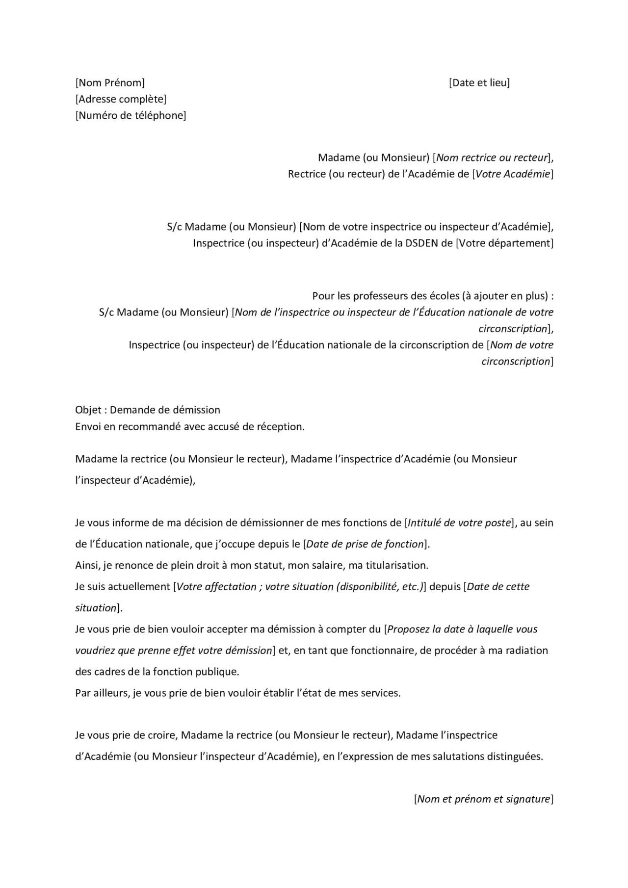 Demissionner De L Education Nationale